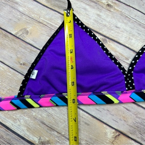 Vintage Breaking Waves Tween Juniors Size 16 Zig Zag 90's Retro Neon Bikini Swim - Picture 5 of 15